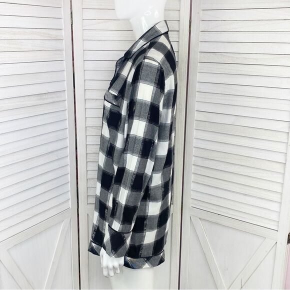 Victoria’s Secret Plaid Flannel Shorts Sleep Romper Black White Small - Picture 2 of 13